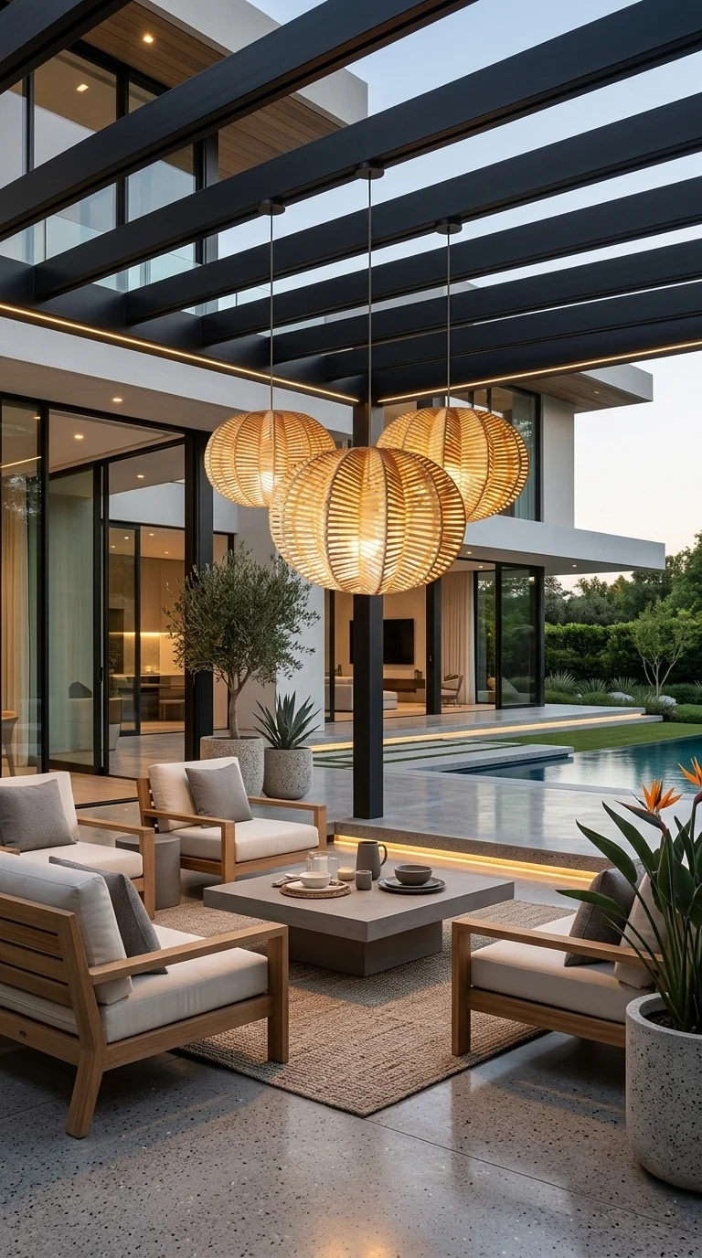 PALAVEE Star Shaped Rattan Pendant Light