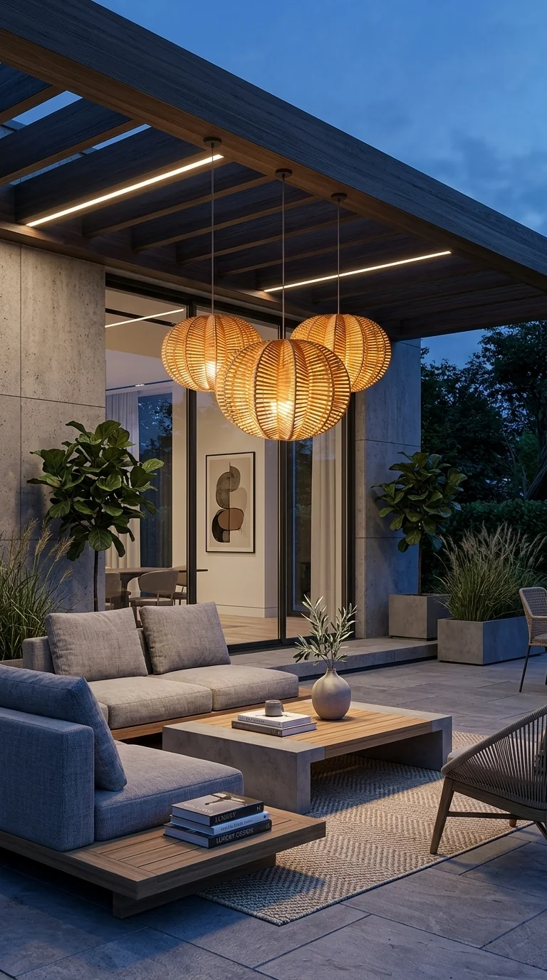 PALAVEE Star Shaped Rattan Pendant Light