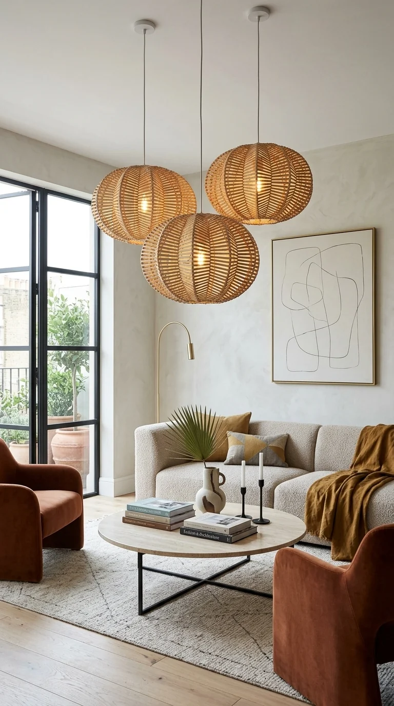 PALAVEE Star Shaped Rattan Pendant Light