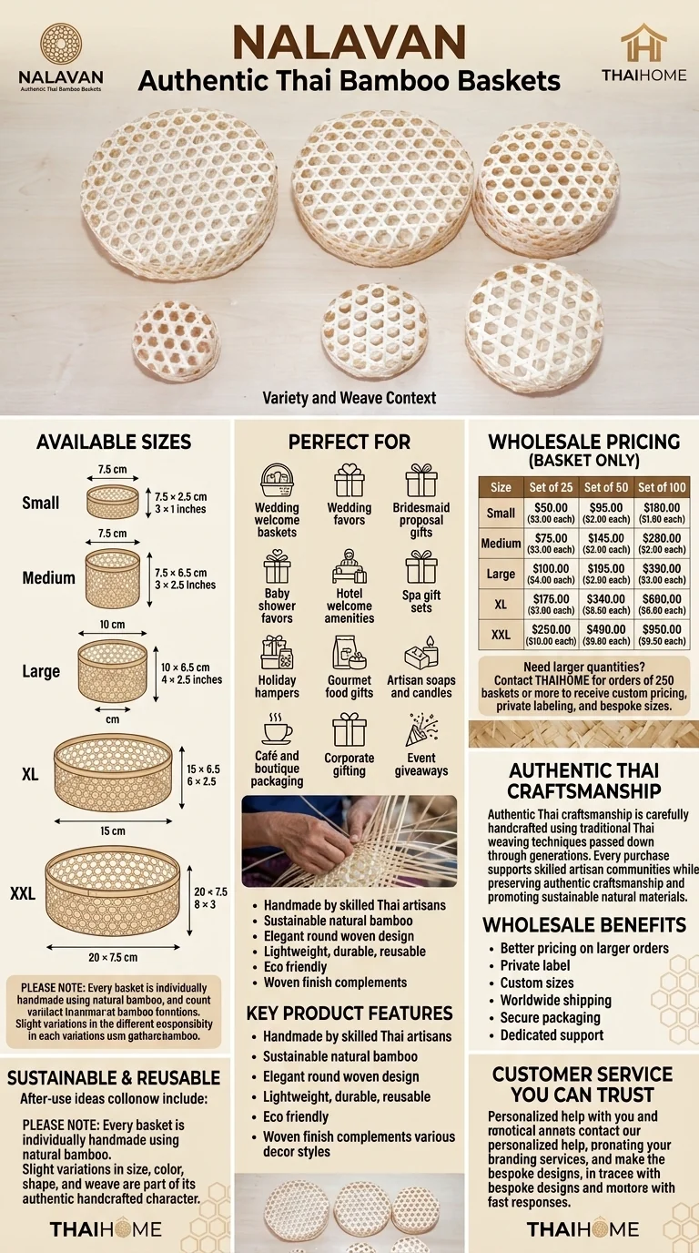 NALAVAN Round Handwoven Bamboo Gift Baskets (Wholesale)