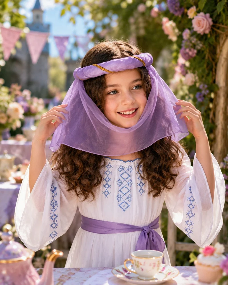 Mittelalter Haarband "Helena" mit Schleier für Mädchen | Varianten