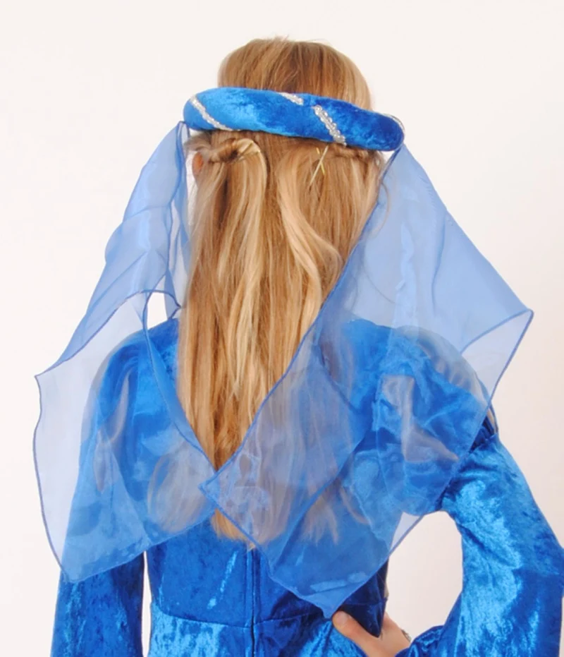 Mittelalter Haarband "Helena" mit Schleier für Mädchen | Blau