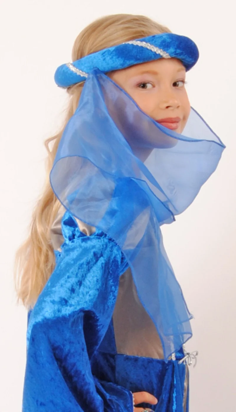 Mittelalter Haarband "Helena" mit Schleier für Mädchen | Blau