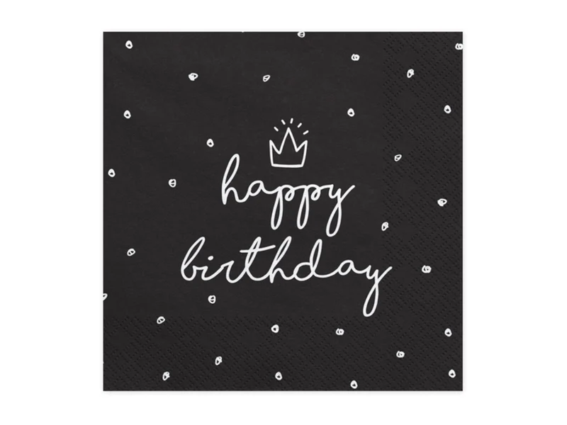 Servietten "Happy Birthday" 20Stk./33x33cm | Schwarz