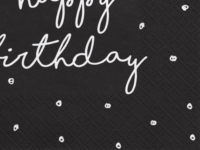 Servietten "Happy Birthday" 20Stk./33x33cm | Schwarz