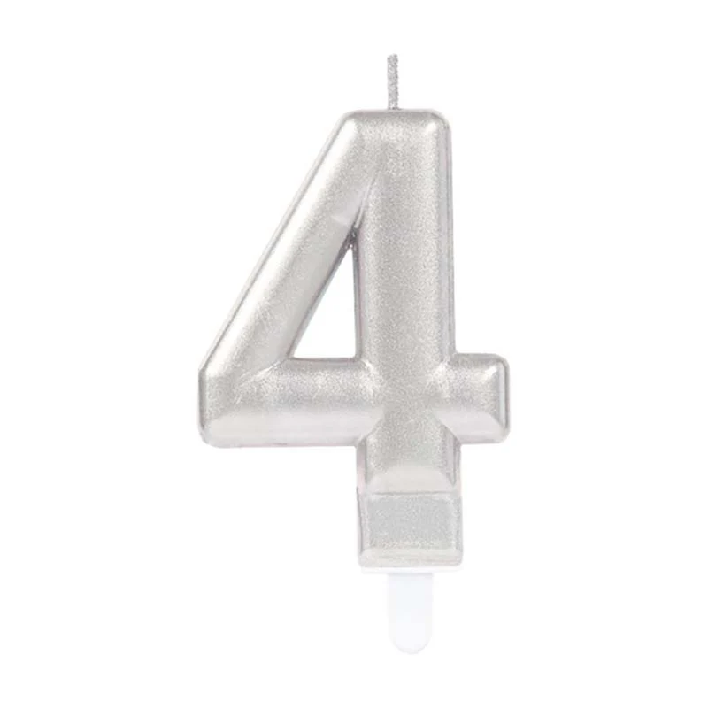 Zahlenkerze Silber #4