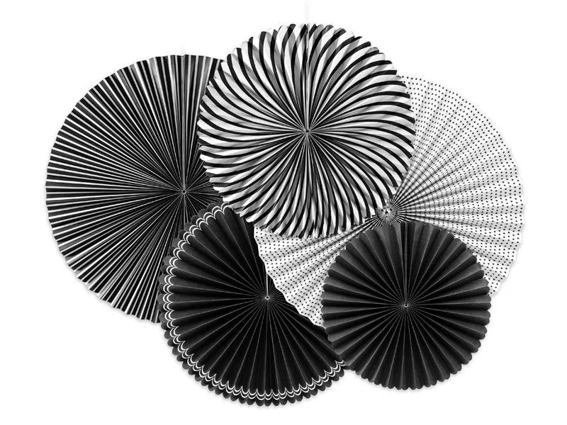 Dekofächer Elegant 5Stk 25-40cm | Black&White