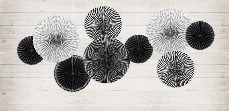 Dekofächer Elegant 5Stk 25-40cm | Black&White