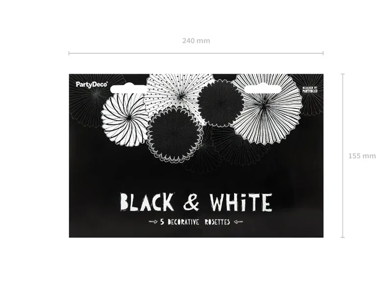 Dekofächer Elegant 5Stk 25-40cm | Black&White
