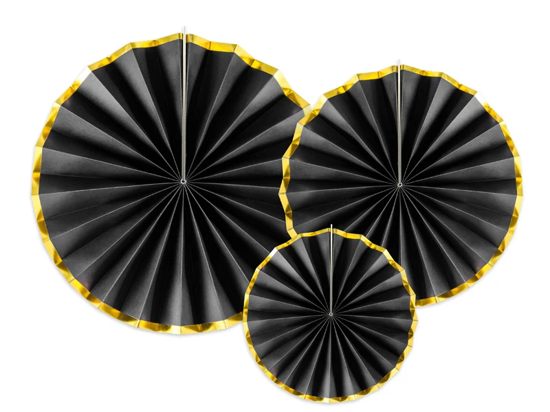 Dekofächer 40/32/23cm/3St. schwarz mit Goldrand