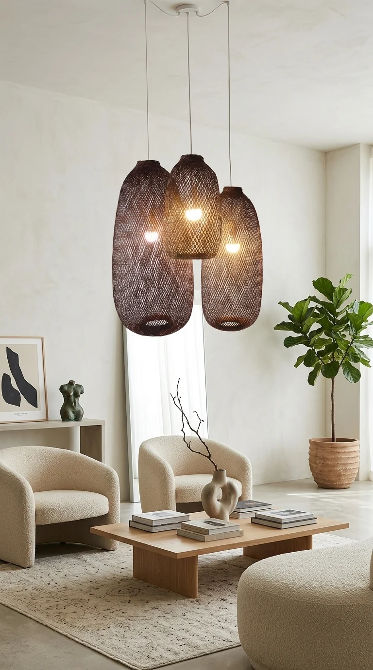 TEERAYA Brown Bamboo Pendant Light
