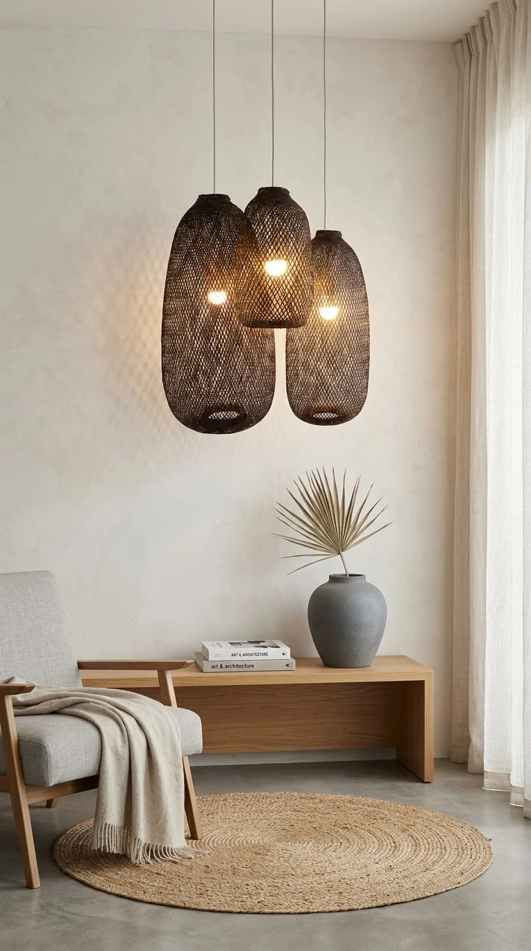 TEERAYA Brown Bamboo Pendant Light