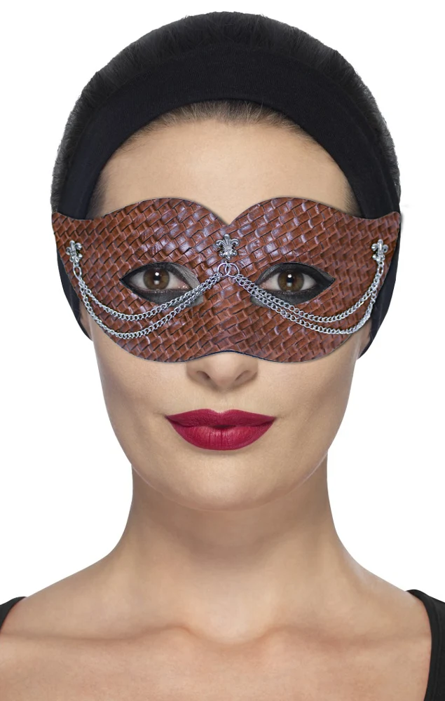 Augenmaske mit Flechtmuster in Kunstlederoptik - Braun