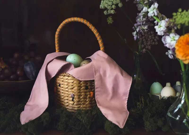 Hasenkorb mit Stoffohren | 28 cm