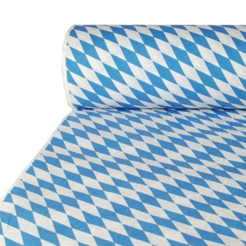Tischdecke Papier Bayerisch 10x1m | Weiß-Blau