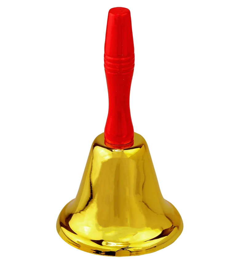 Weihnachtsmann Glocke 20 cm | Gold mit rotem Griff