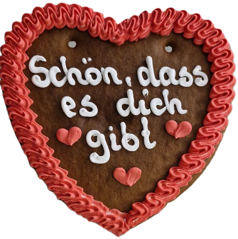 Lebkuchenherz M (24x22cm), Schön dass es Dich gibt (rot)