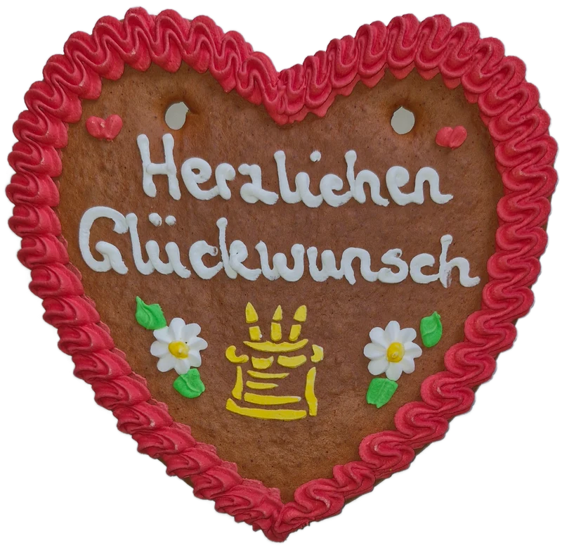 Lebkuchenherz M (24x22cm), Herzlichen Glückwunsch rot