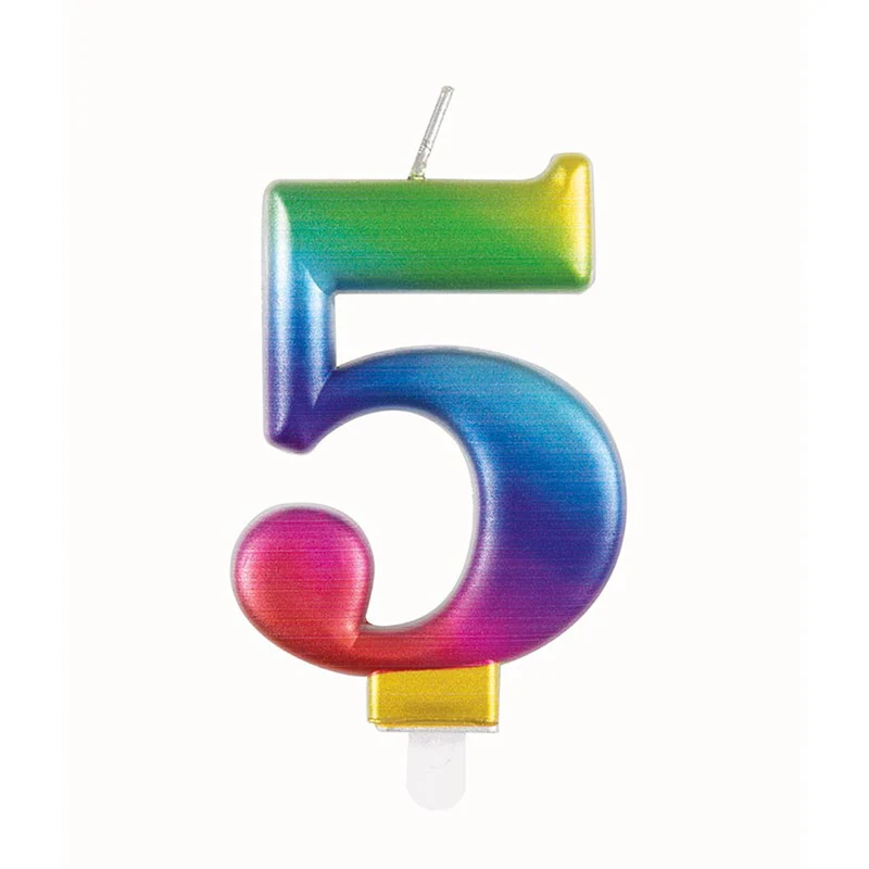 Zahlenkerze Regenbogen #5