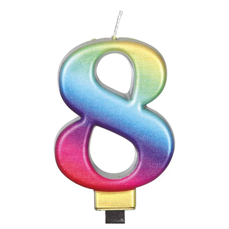 Zahlenkerze 8 Regenbogen
