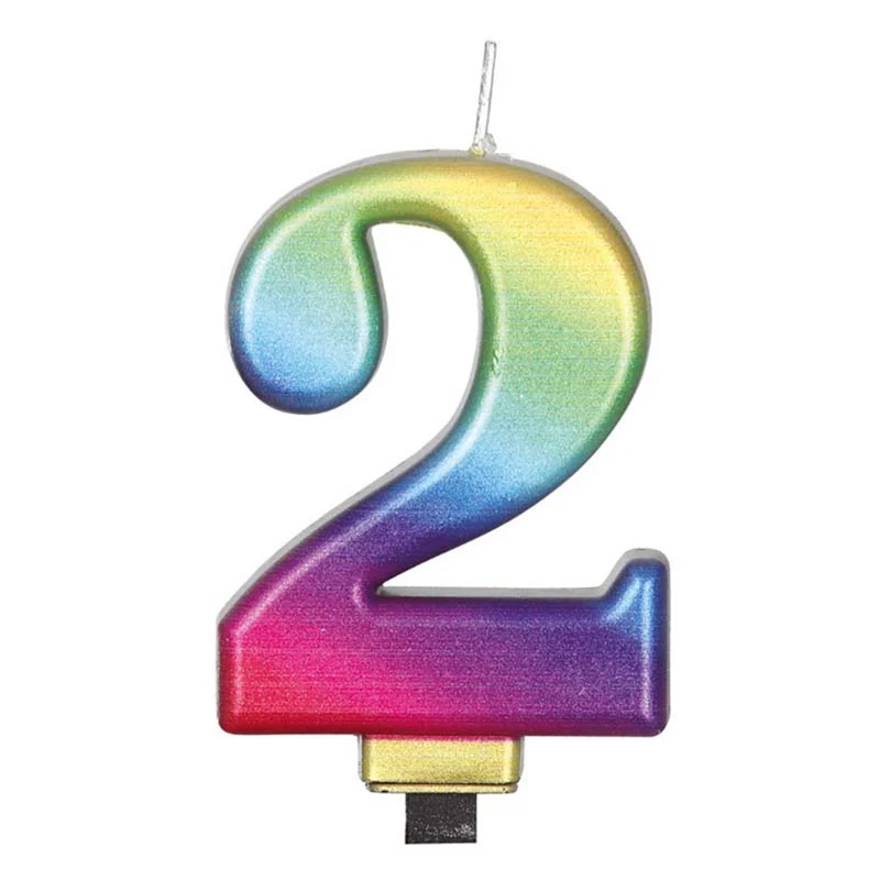 Zahlenkerze 2 Regenbogen
