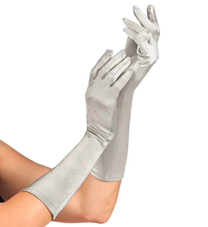 Satin Handschuhe "Amsterdam" 40 cm 14419 | Silber