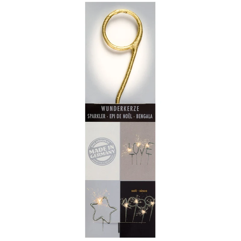 Wunderkerze Zahl Classic 9 6,5cm 35s | Gold