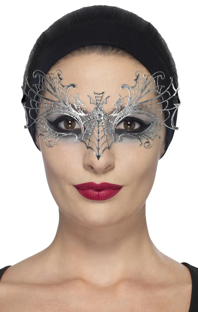 Schmetterling Augenmaske Obsidia - Silber Antik mit Strasselementen