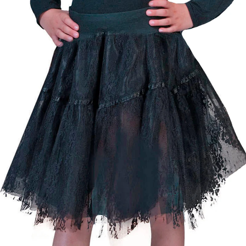 Petticoat Rock aus Spitze für Mädchen - Länge 40 cm | Schwarz