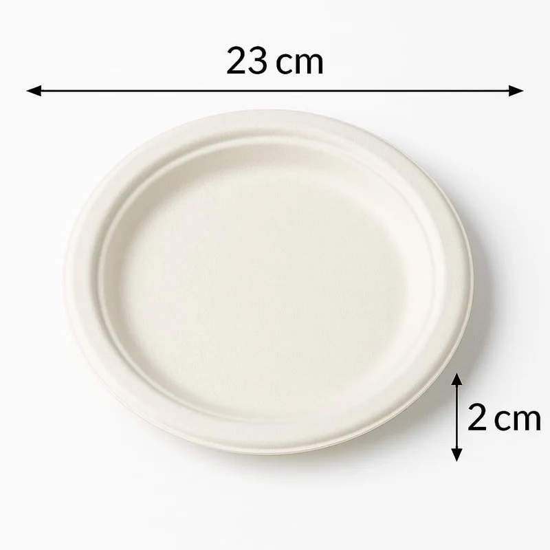 Zuckerrohr Teller rund "pure" ungeteilt weiss | 50 Stück 23 cm Ø