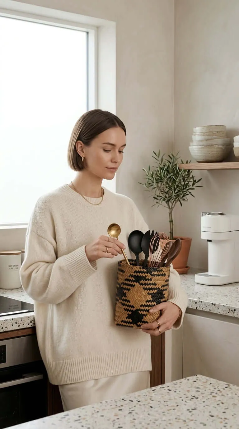 ROM RA WIN Wicker Utensil Basket (Set of 2)