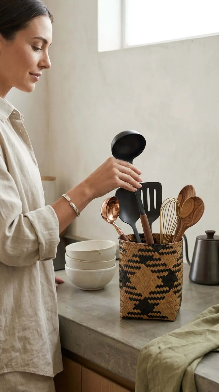 ROM RA WIN Wicker Utensil Basket (Set of 2)