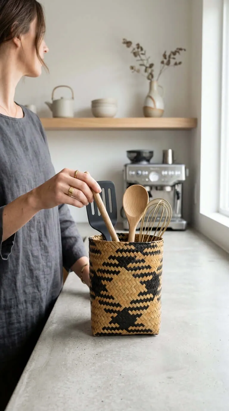 ROM RA WIN Wicker Utensil Basket (Set of 2)