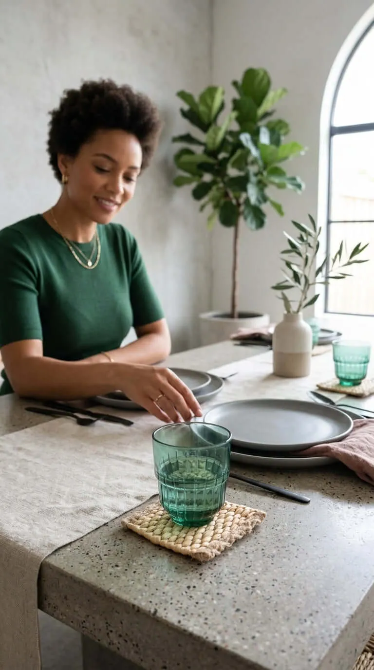 KA NOK PUN Water Hyacinth Boho Coaster Set of 4