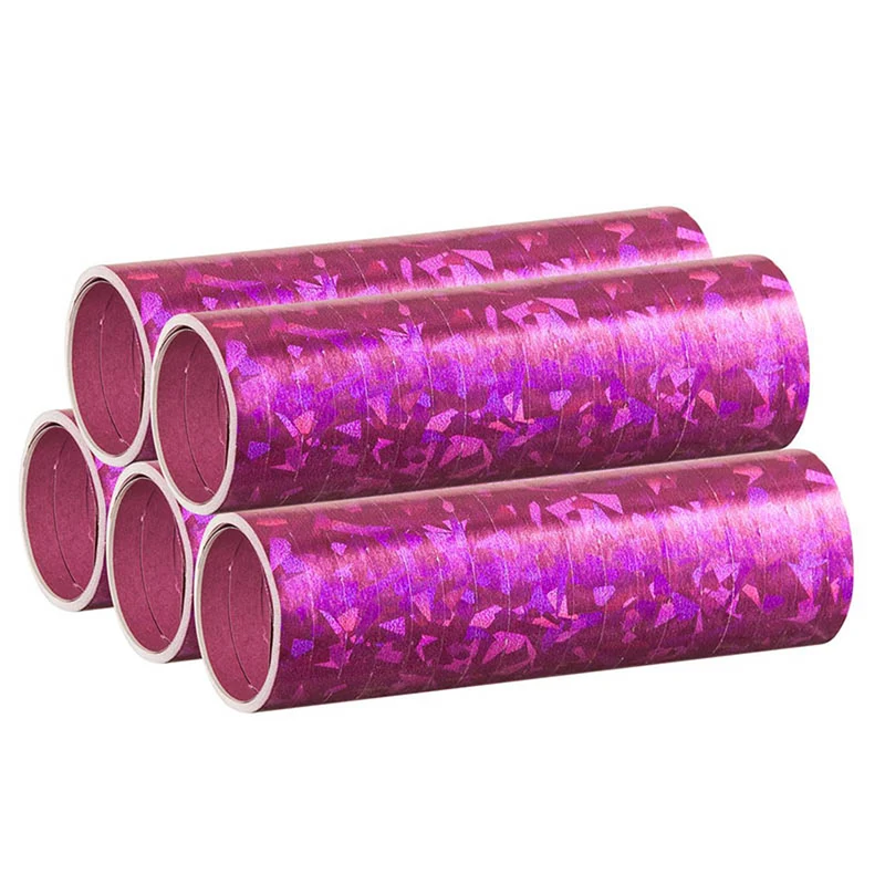 Luftschlangen "Holografisch" 4m / 5 Rollen | Pink