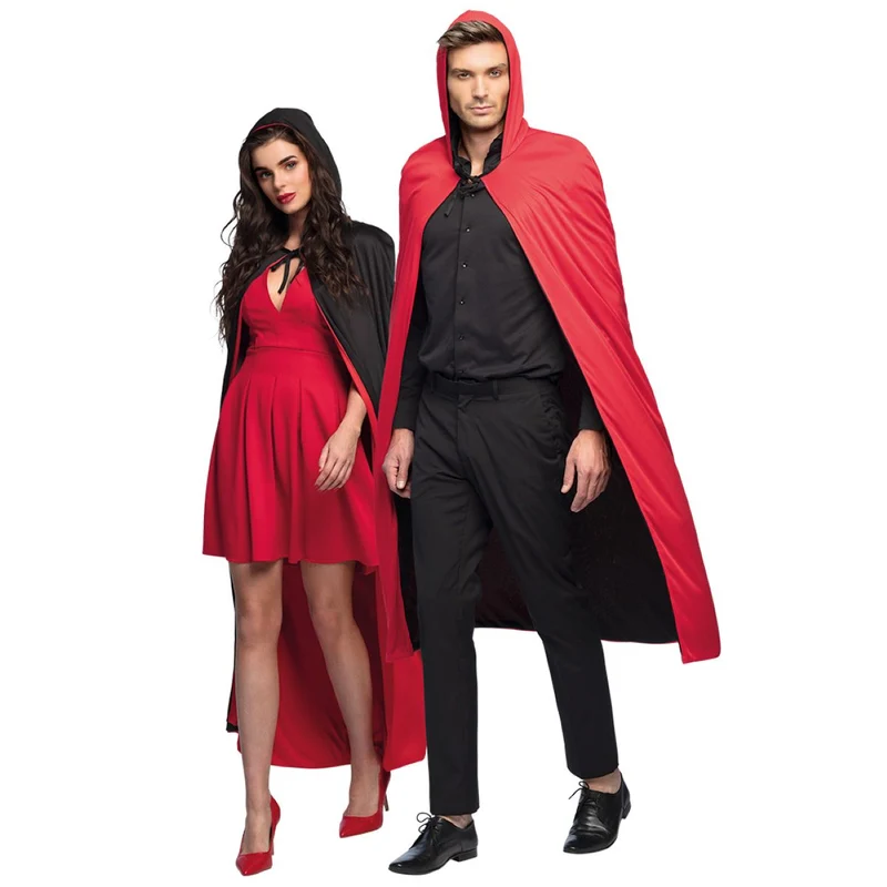 Kostüm Cape schwarz rot wendbar 170cm