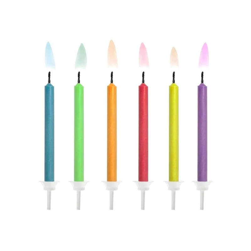 Geburtstagskerzen mit bunten Flammen | 6 cm/ 6 Stück