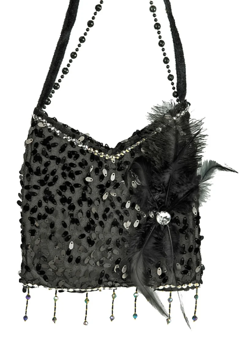 Charleston Pailletten Handtasche | Schwarz