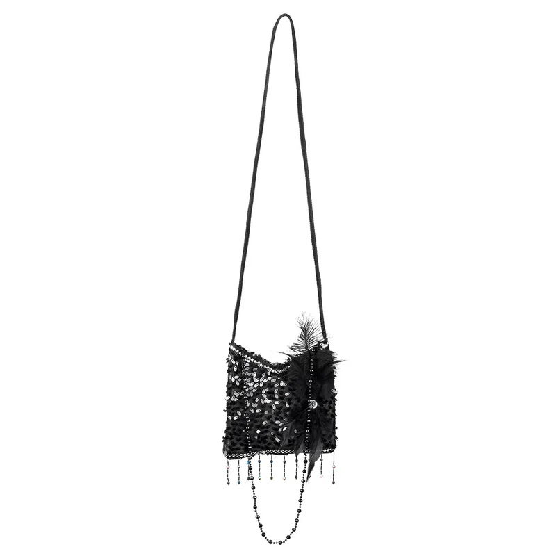 Charleston Pailletten Handtasche | Schwarz