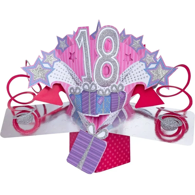 Grußkarte PopUp "18th Birthday" | Pink