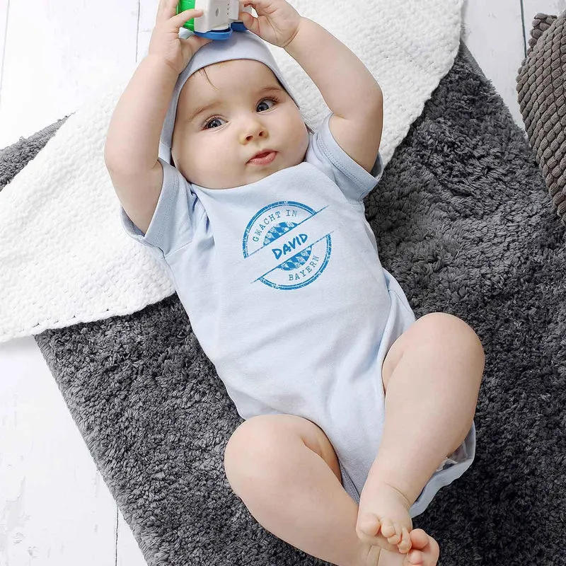 Baby Body "gmacht in Bayern" blau + Wunschname