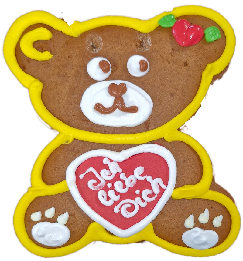 Lebkuchen-Bär (16x17cm), Gelb & Blau