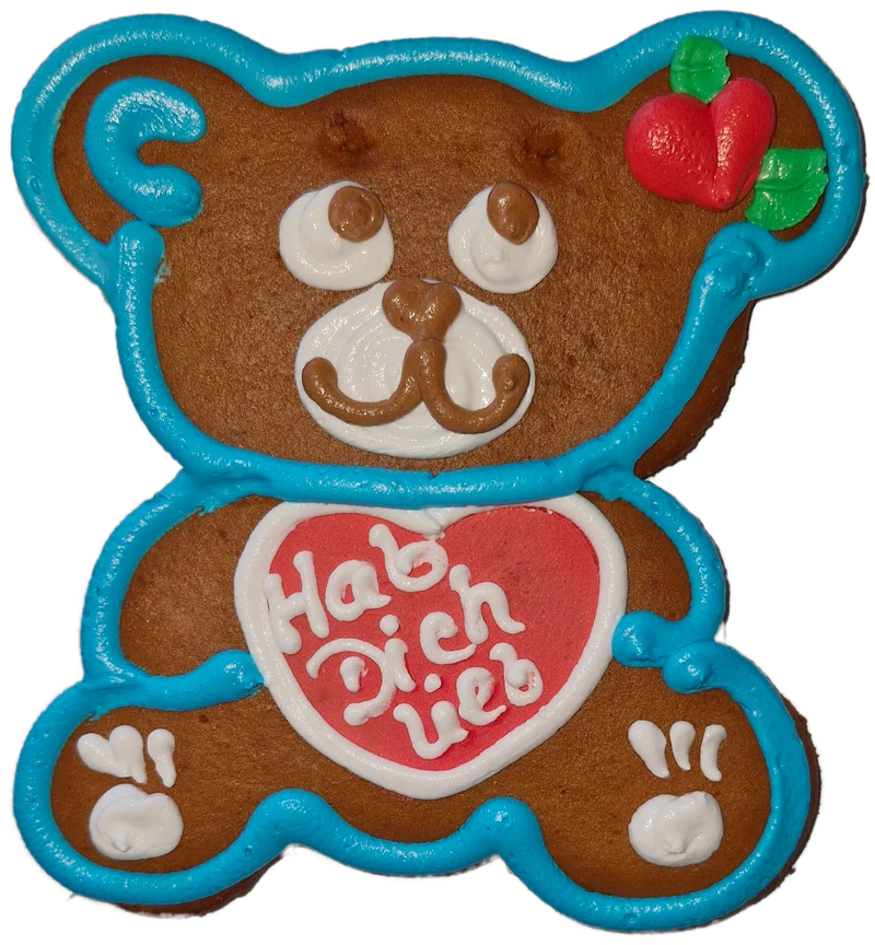Lebkuchen-Bär (16x17cm), Gelb & Blau