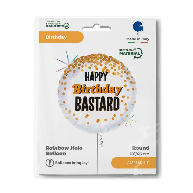 18"/Ø46cm Folienballon "Happy Birthday" Bastard Holo