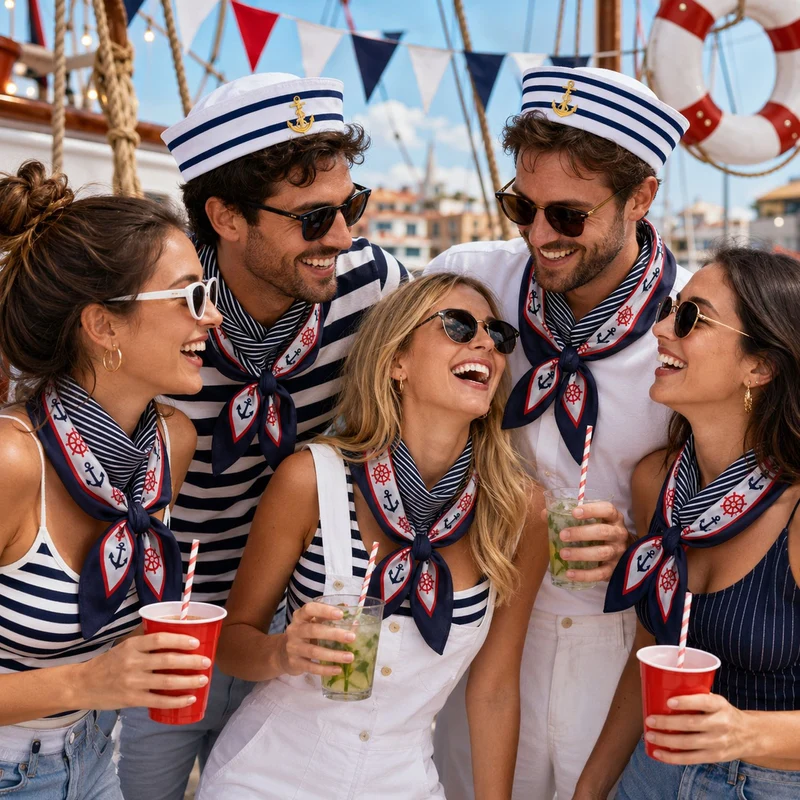 Matrosen Halstuch - Marine Bandana mit Anker | 55x55cm