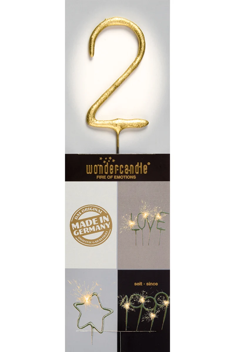 Wunderkerze Zahl Classic 2 6,5cm 35s | Gold