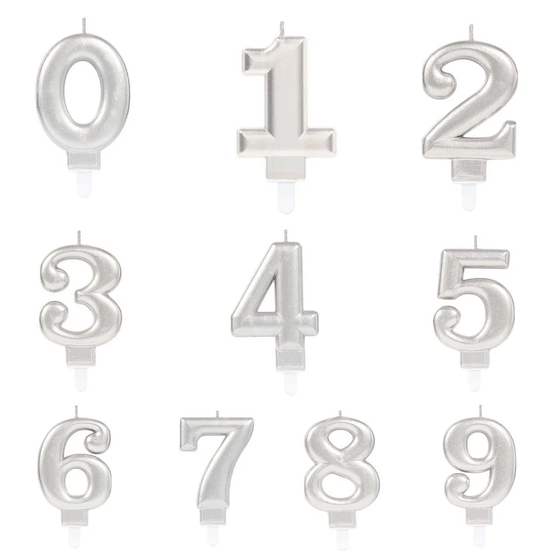 "Starlight Birthday" Zahlenkerze 9,3cm | Silber