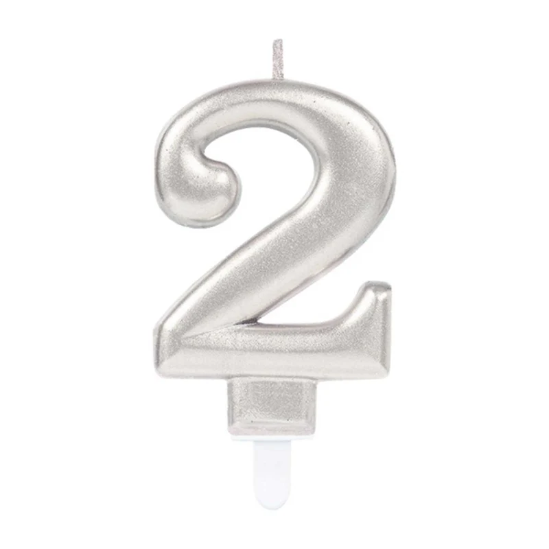 "Starlight Birthday" Zahlenkerze 9,3cm | Silber