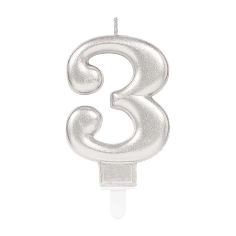 "Starlight Birthday" Zahlenkerze 9,3cm | Silber