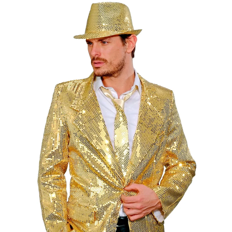 Glitzer Pailletten Krawatte zum Show Kostüm | Gold